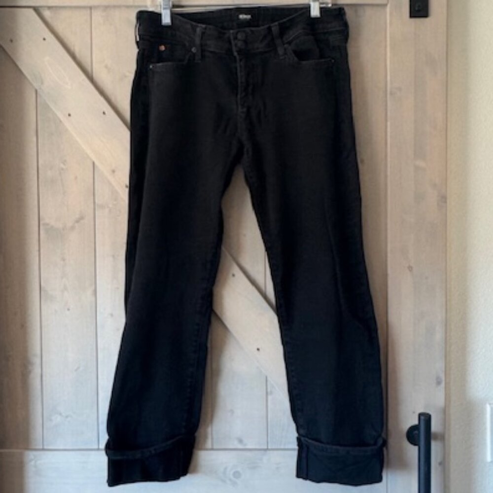 Hudson Jeans Ginny Crop Straight Cuff Flap Pockets Black EUC Womens 32
